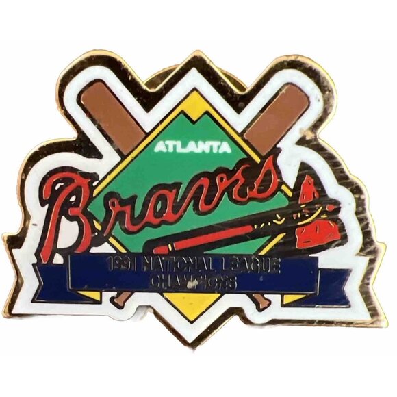 Atlanta Braves MLB Baseball 1991 National League Champions Chevron Lapel Pin - Picture 1 of 4